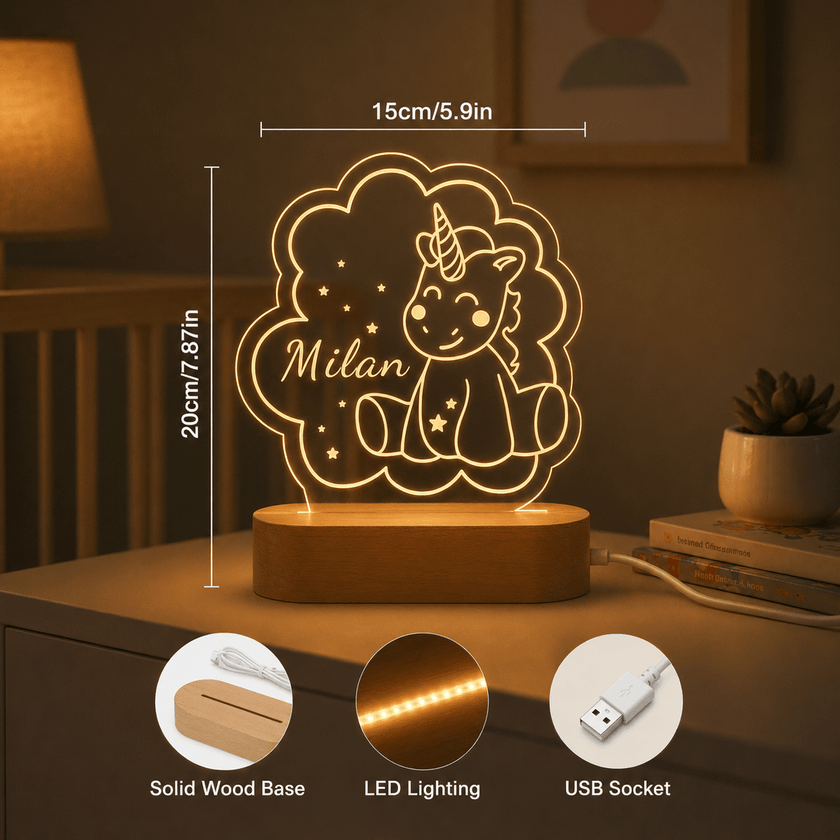Baby Unicorn Personalized Name Light
