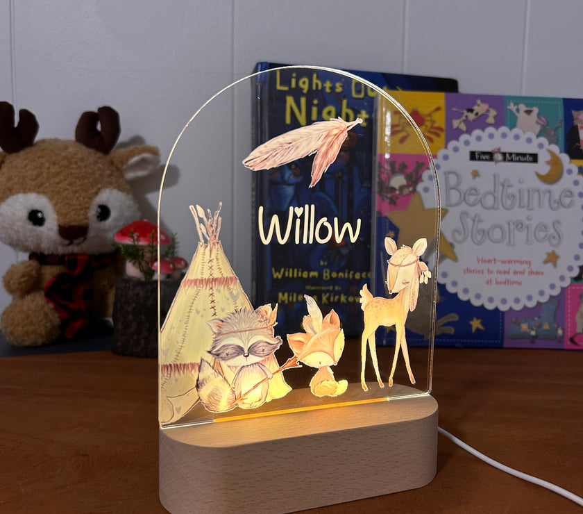 Animals and a Teepee - Personalized Night Light