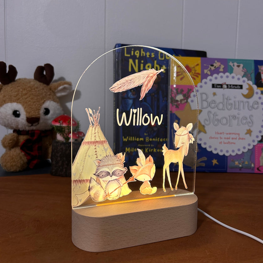 Animals and a Teepee - Personalized Night Light