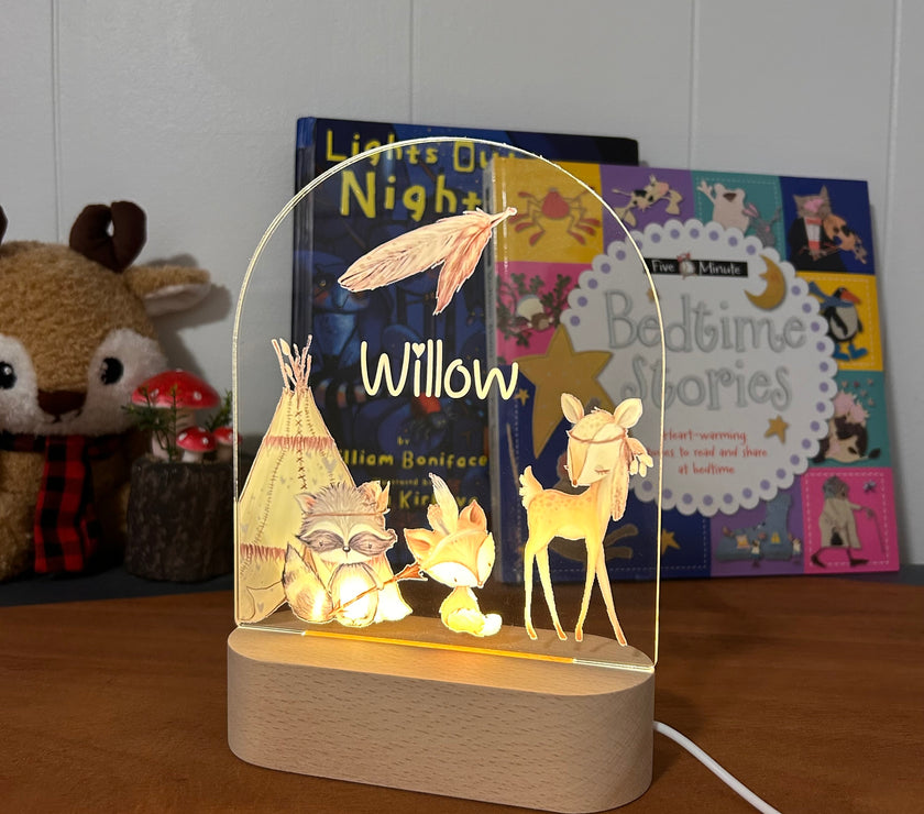 Animals and a Teepee - Personalized Night Light