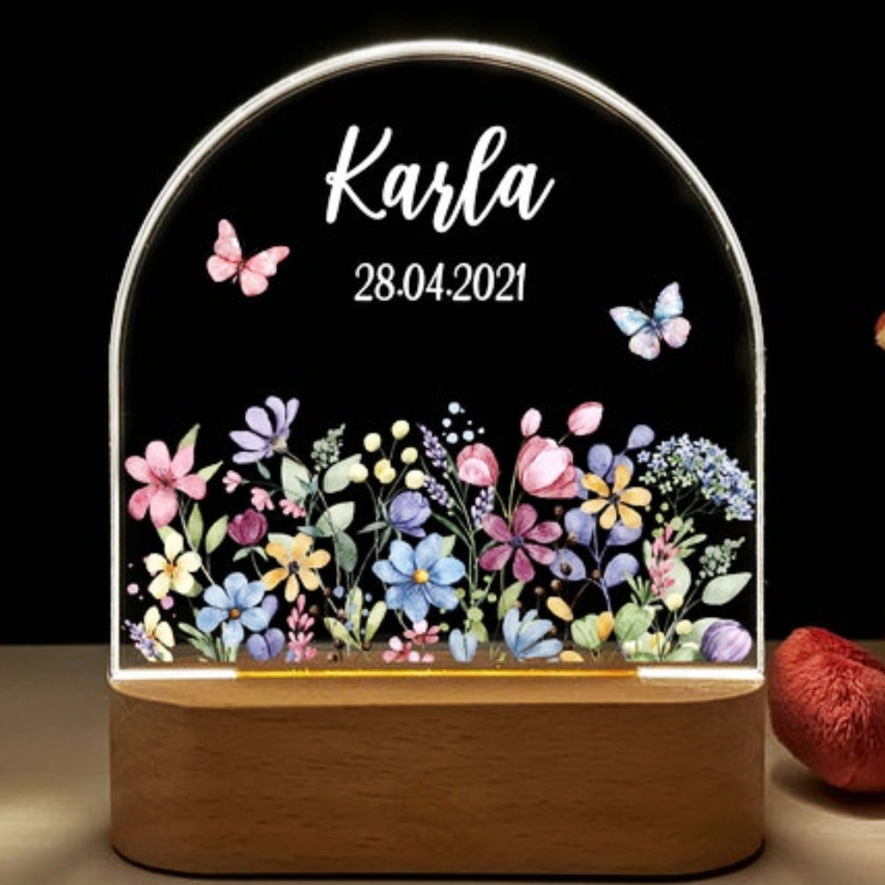 Flowers and butterflies custom night light