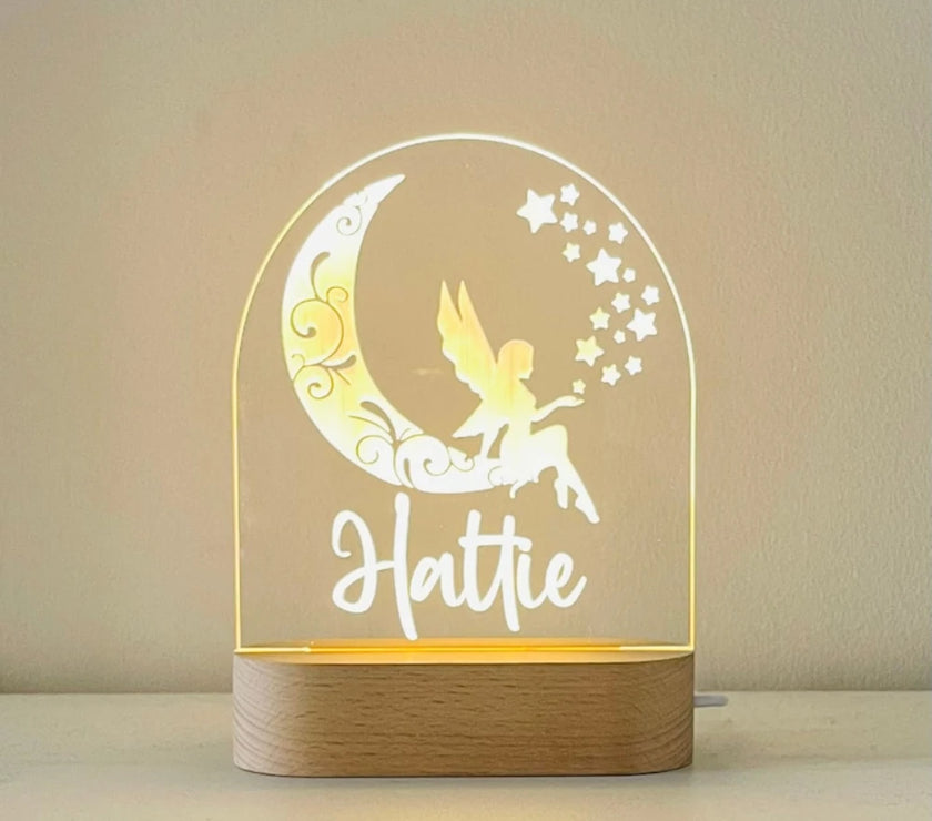  Fairy and the moon custom name light for kids