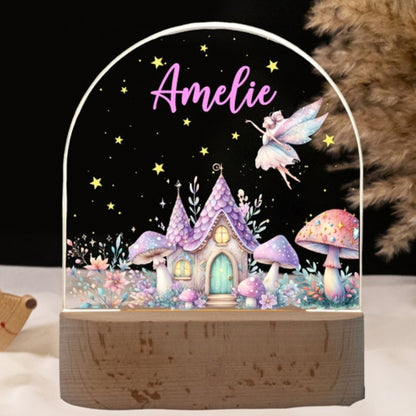 Purple fairy house personalized night light