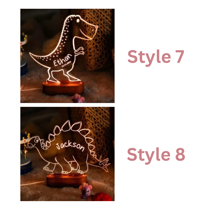 Dinosaur personalized night light fourth grid options.