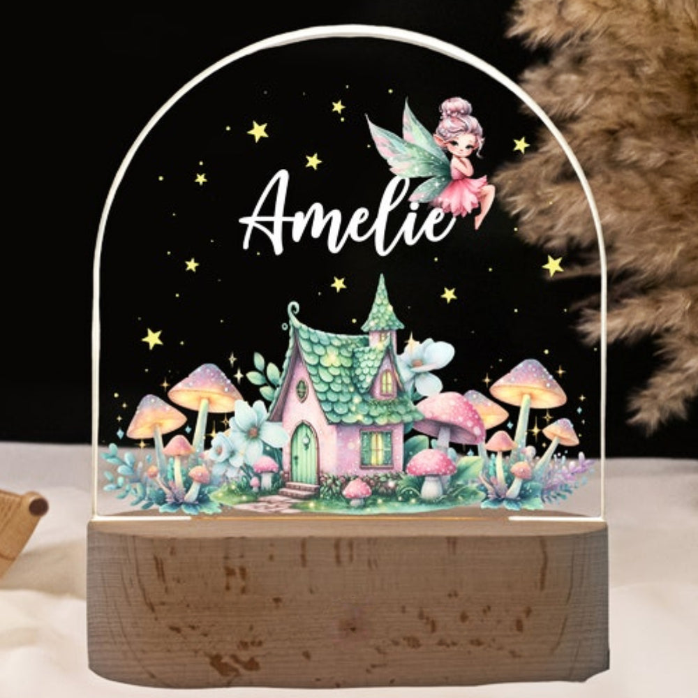 Green fairy house personalized night light