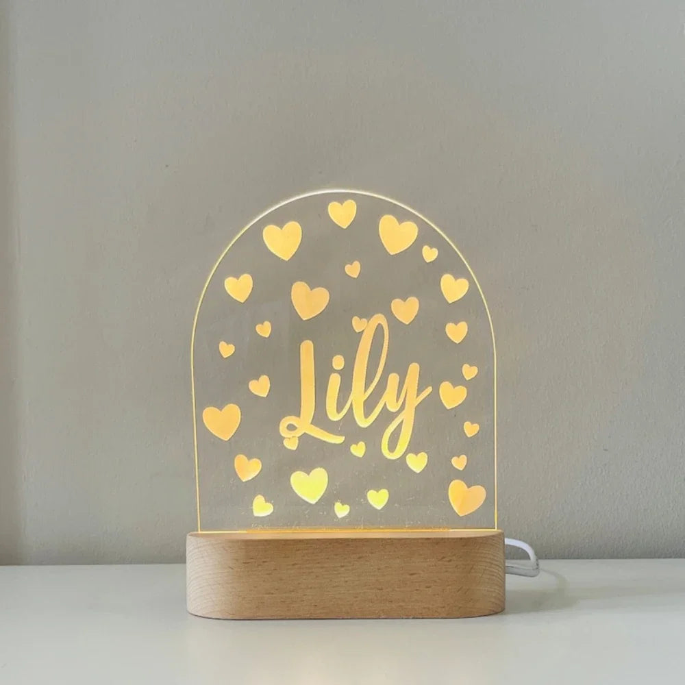 Hearts custom name night light