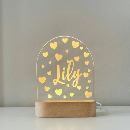 Custom name night lamp with hearts