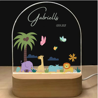 jungle animals customized night light for nursery