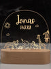 Personalized Line-Drawn Safari Animal Night Light for Kids Custom Name Nursery Lamp - Custom Table Lamps