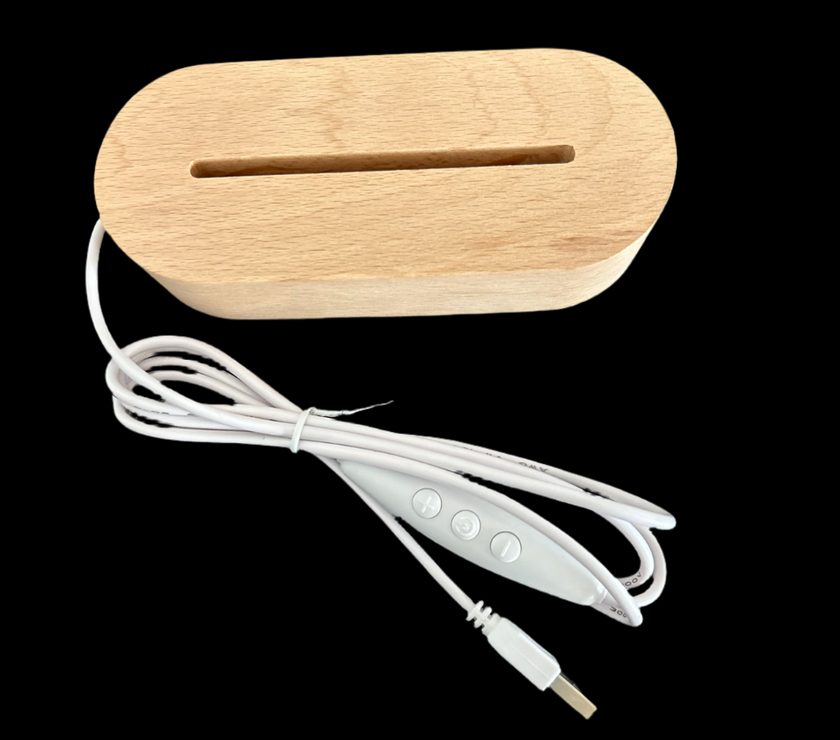 Wooden led base with engraving