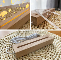 Wooden base for personalized night light for kids