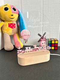 Personalized Pink Farm Animal Night Light for Kids Custom Name Bedside Lamp - Custom Table Lamps