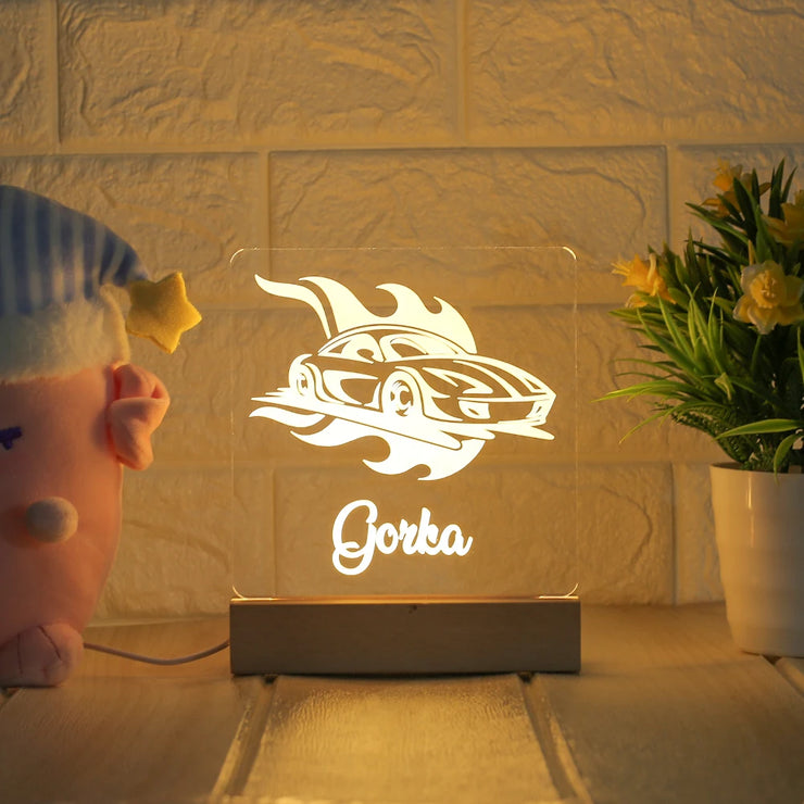Race car personalized night light with name