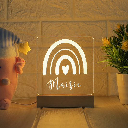Rainbow custom name night light for kids nursery 7 led colours