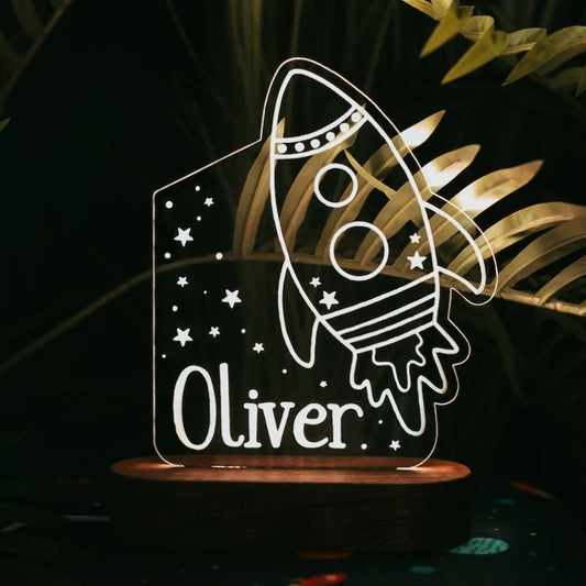  kids Rocket personalized night lamp with name
