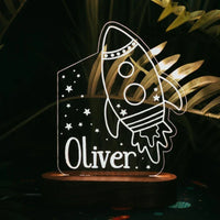 Rocket and Stars - Personalized Night Light - Custom Table Lamps