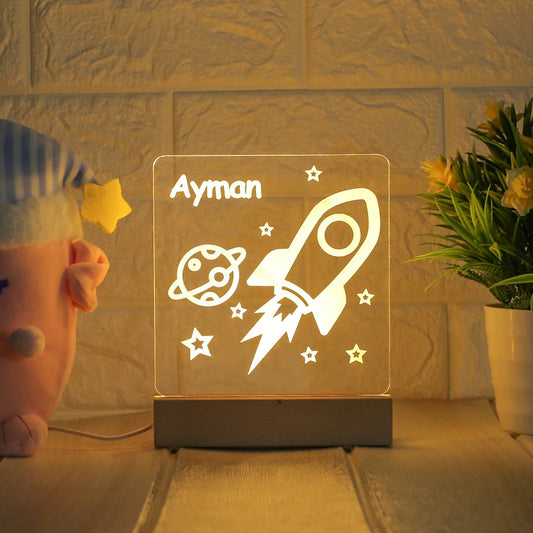 Rocket ship personalized night light