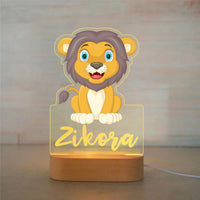 Jungle Lion Personalized Animal Night Light Custom Name Acrylic Lamp for Baby and or Kids Bedroom