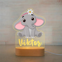 Cute Elephant Personalized Animal Night Light Custom Name Acrylic Lamp for Baby or Kids Bedroom