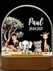 Animal personalized night lamp with kids' name and date