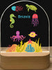 personalized night lamp for kids with name engraved and sea creature design