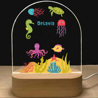 Personalized Sea Creature Night Light for Kids Custom Name Bedside Lamp - Custom Table Lamps