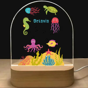 Personalized Sea Creature Night Light for Kids Custom Name Bedside Lamp - Custom Table Lamps