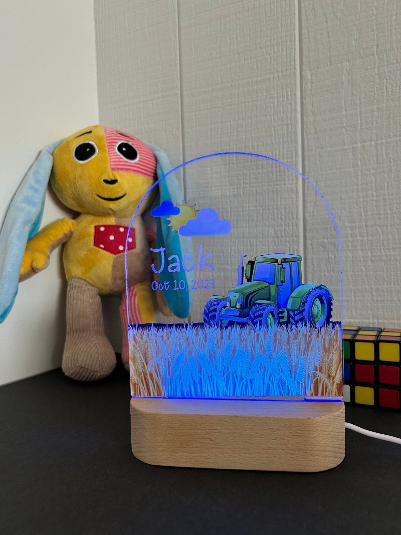 Personalized night light tractor