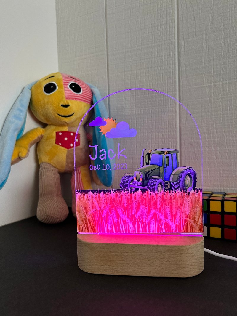 Personalized night light tractor