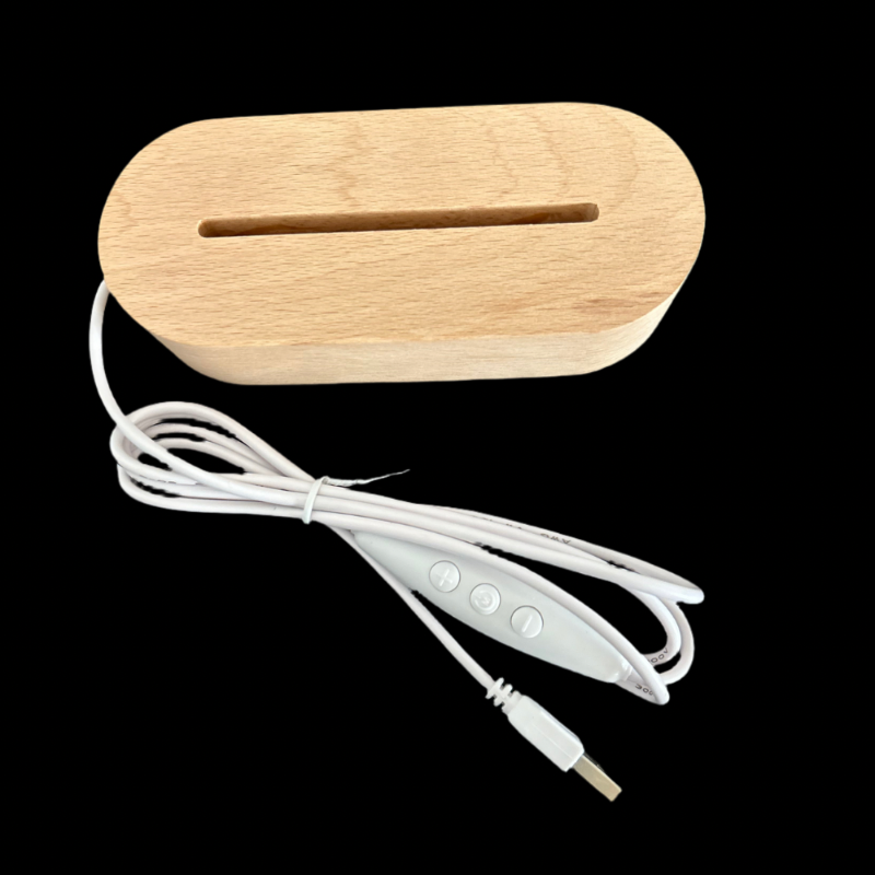 LED wooden base with plug