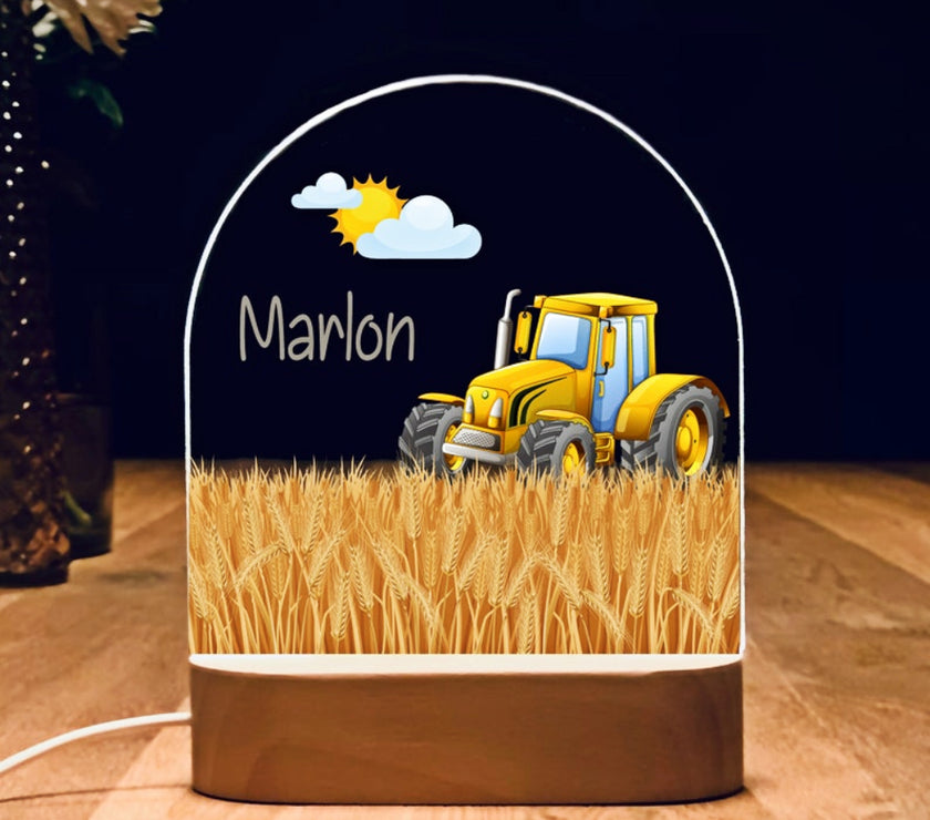 Yellow Tractor Personalized night light 
