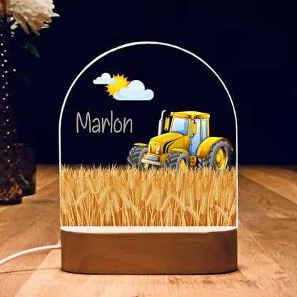 Yellow Tractor Personalized night light 