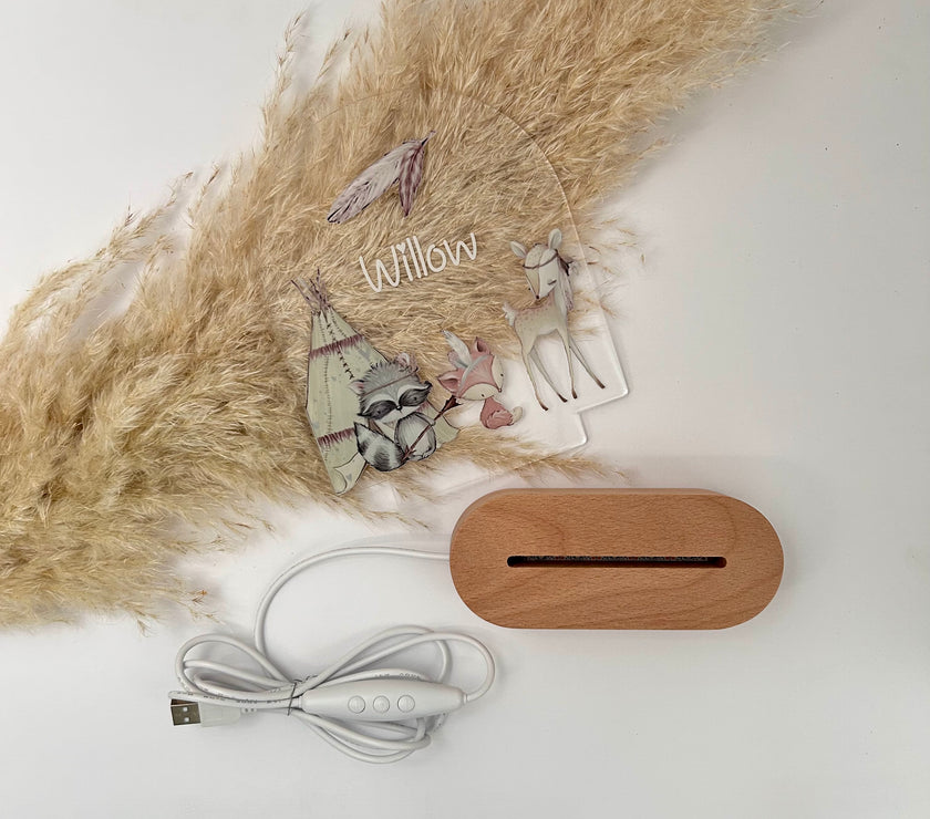 Personalized night lamp for kids with name and date