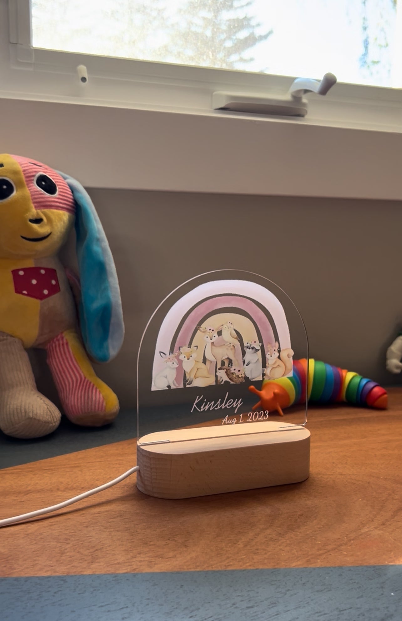Animals Personalized night light with name and date