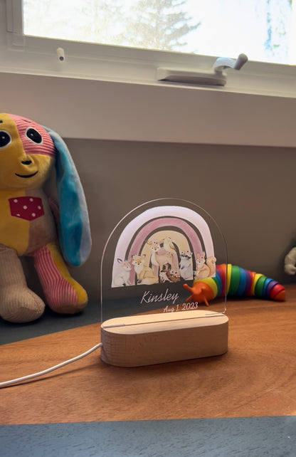 Animals Personalized night light with name and date