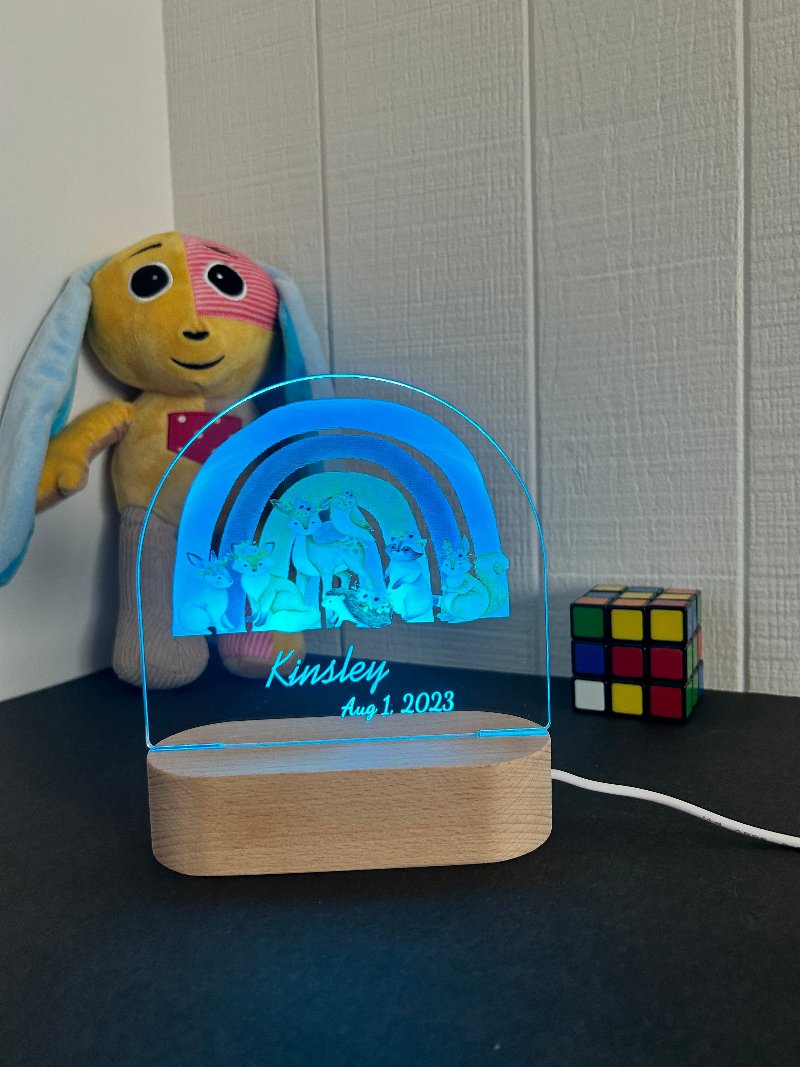 animals and rainbow personalized led night light cyan pg 