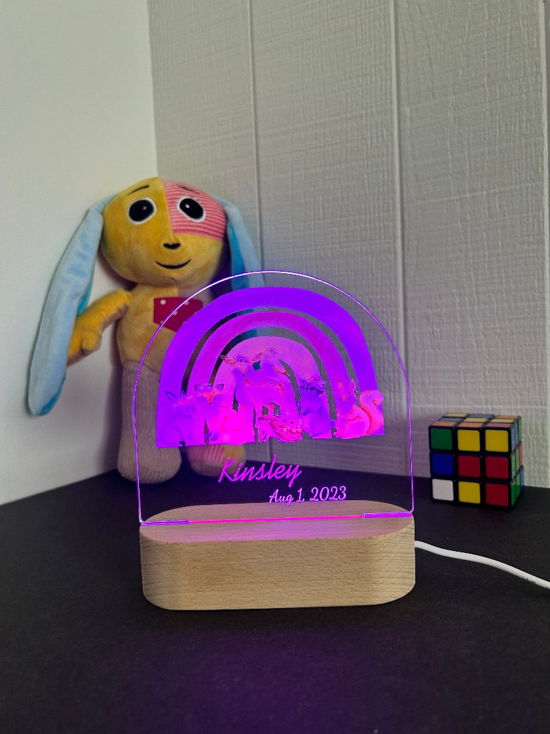 animals and rainbow personalized led night light purple pg 