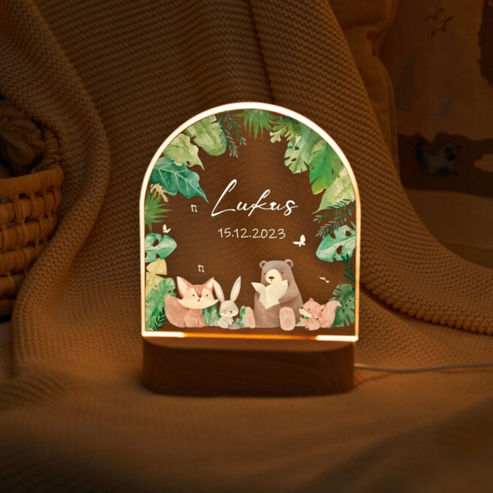 animals book reading cute personalized night light