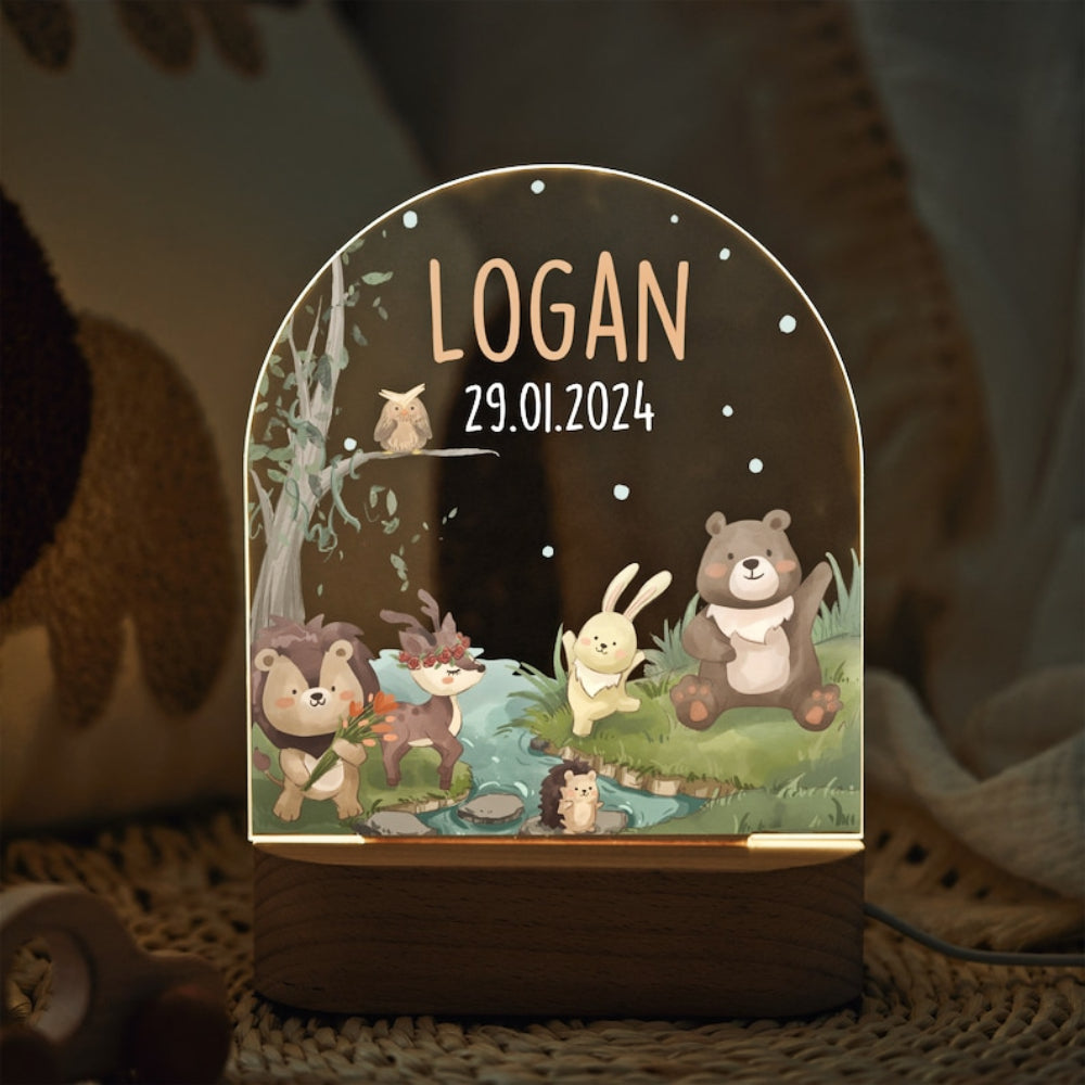 animals by the river cute personalized night light