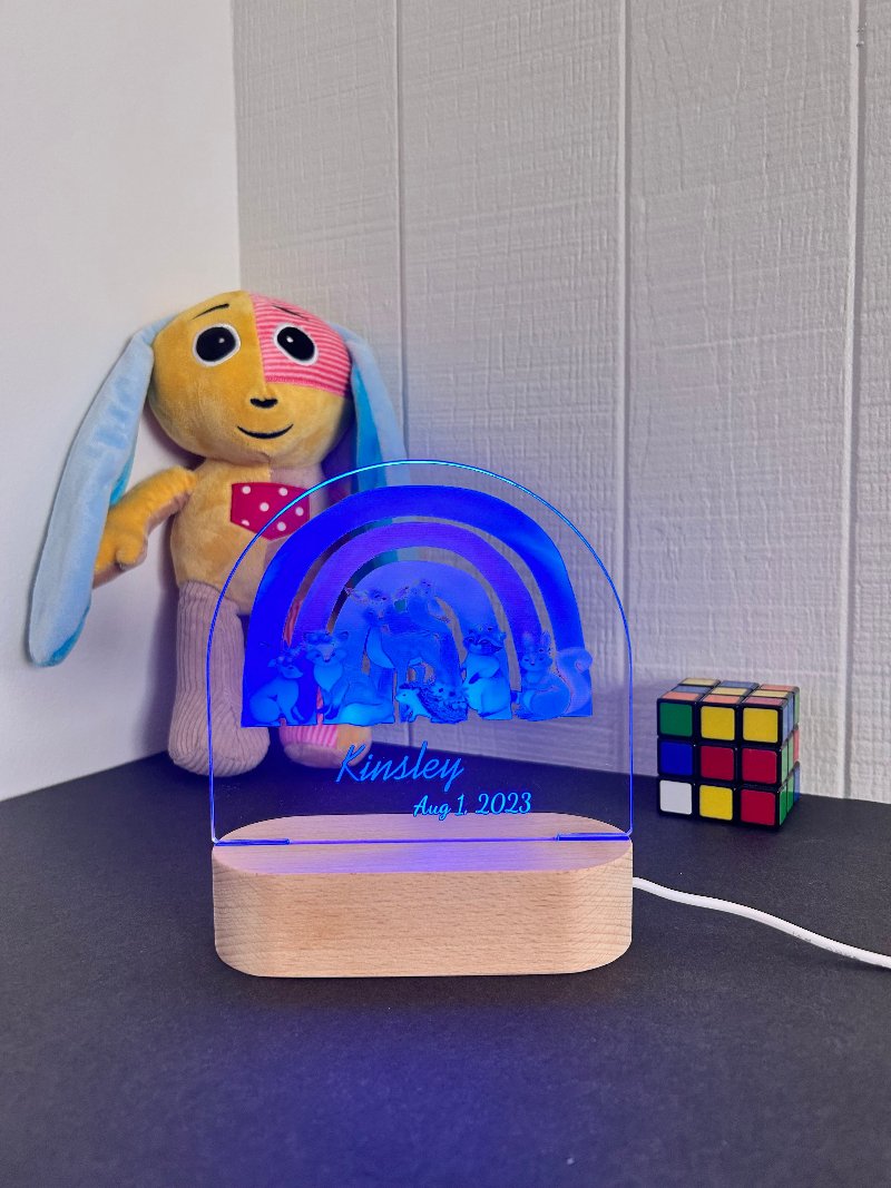 animals and rainbow personalized led blue night light pg 