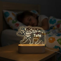 Personalized Bear Night Light for Kids Custom Name Bedside Lamp - Custom Table Lamps