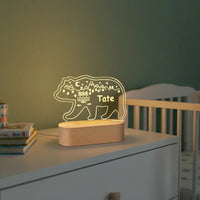 Personalized Bear Night Light for Kids Custom Name Bedside Lamp - Custom Table Lamps