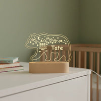 Personalized Bear Night Light for Kids Custom Name Bedside Lamp - Custom Table Lamps