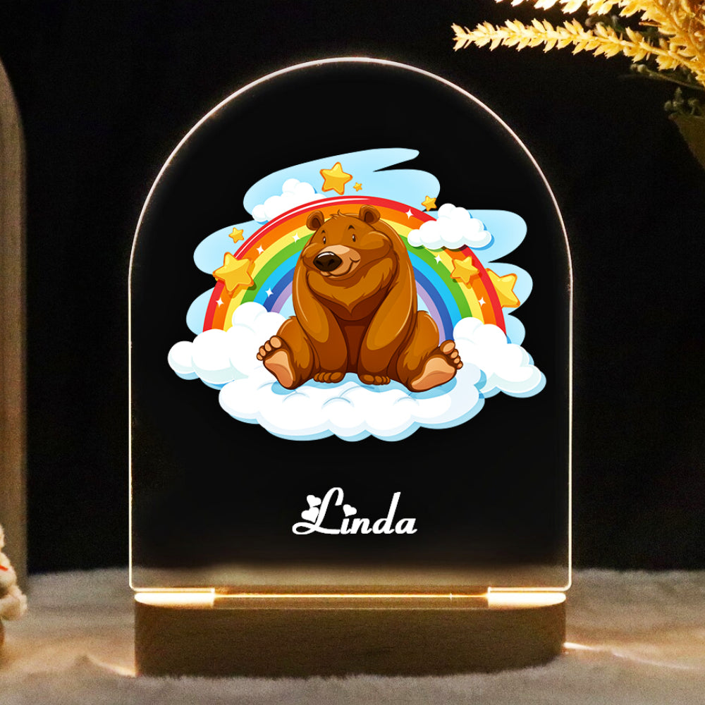 bear on cloud and rainbow  custom led night light