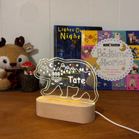 Personalized Bear Night Light for Kids Custom Name Bedside Lamp - Custom Table Lamps