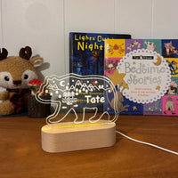 Personalized Bear Night Light for Kids Custom Name Bedside Lamp - Custom Table Lamps