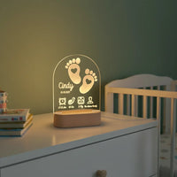 Personalized Baby Birth Stats Night Light Custom Name Nursery Lamp - Custom Table Lamps