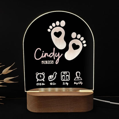 birth stats led name night light for baby