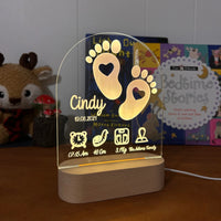 Personalized Baby Birth Stats Night Light Custom Name Nursery Lamp - Custom Table Lamps