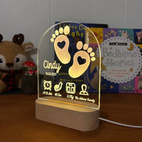 Personalized Baby Birth Stats Night Light Custom Name Nursery Lamp - Custom Table Lamps